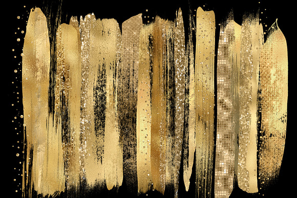Gold Paint Strokes Clipart in Objects - product preview 1