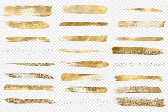 Gold Paint Strokes Clipart in Objects - product preview 2
