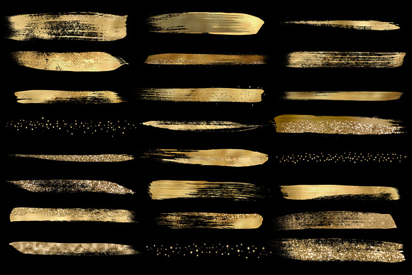 Gold Paint Strokes Clipart in Objects - product preview 3