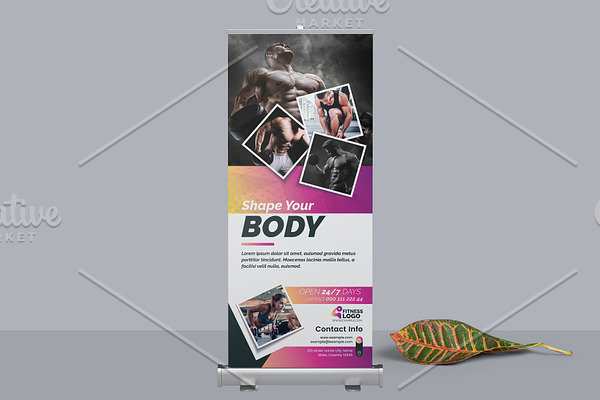 Body Building Fitness Roll up Banner