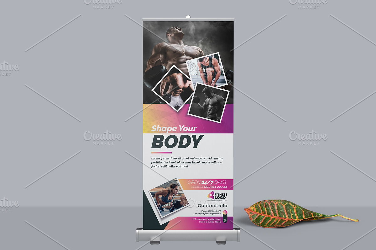 Body Building Fitness Roll up Banner in Flyer Templates - product preview 8