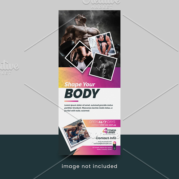 Body Building Fitness Roll up Banner in Flyer Templates - product preview 1