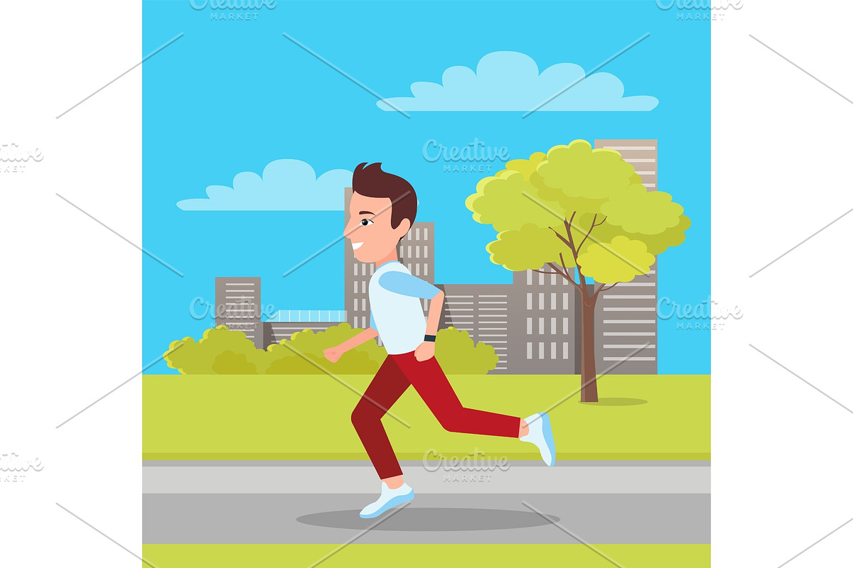 Man Jogging at City Park, Vector in Illustrations - product preview 8