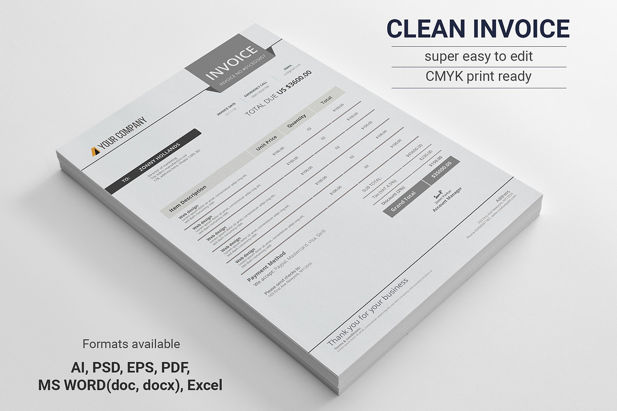Invoice template in Stationery Templates - product preview 8