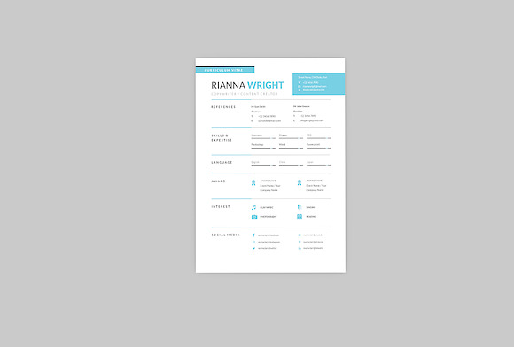 Riannna CopyWriter Resume Designer in Resume Templates - product preview 2