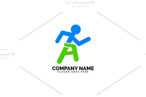 a letter running logo