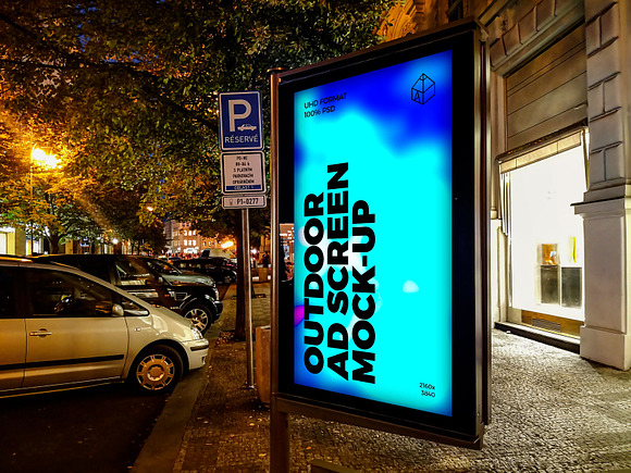 Outdoor Night Ad Screen MockUps 3 in Mockup Templates - product preview 1