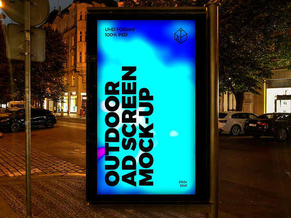 Outdoor Night Ad Screen MockUps 3 in Mockup Templates - product preview 2