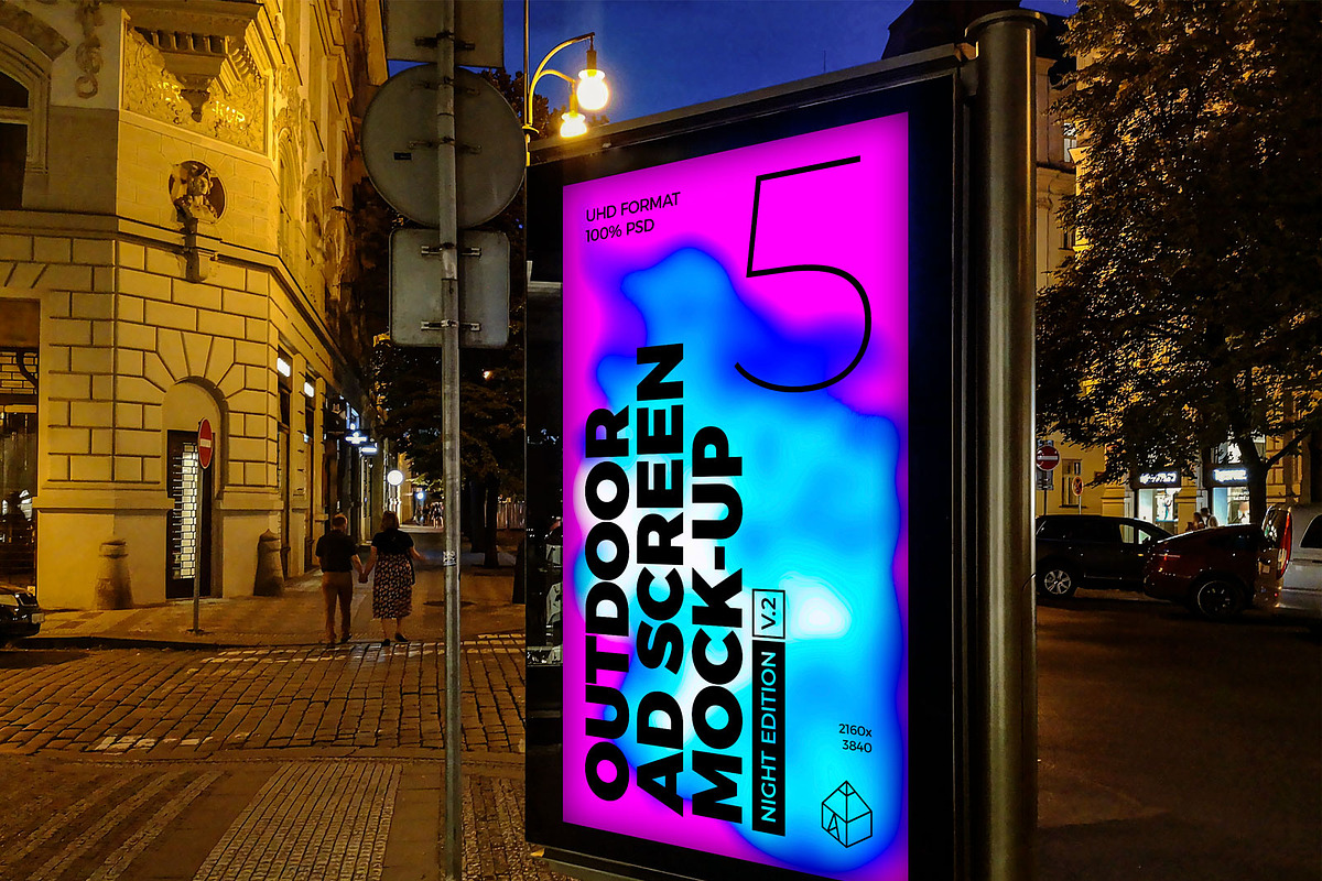 Outdoor Night Ad Screen MockUps 4 in Mockup Templates - product preview 8