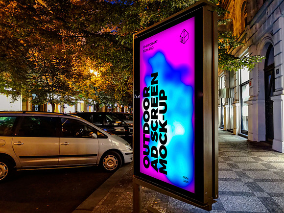 Outdoor Night Ad Screen MockUps 4 in Mockup Templates - product preview 1