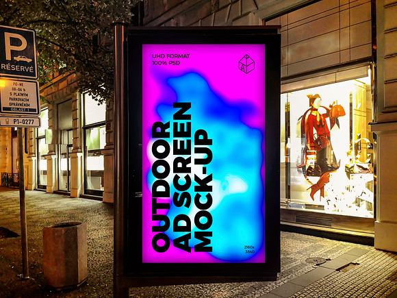 Outdoor Night Ad Screen MockUps 4 in Mockup Templates - product preview 2