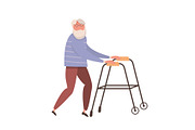 Elderly man with walking cane