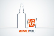 Whiskey glass bottle line design.