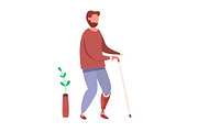Man with prosthetic leg