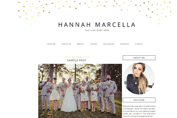 Gold Hearts Blogger Template