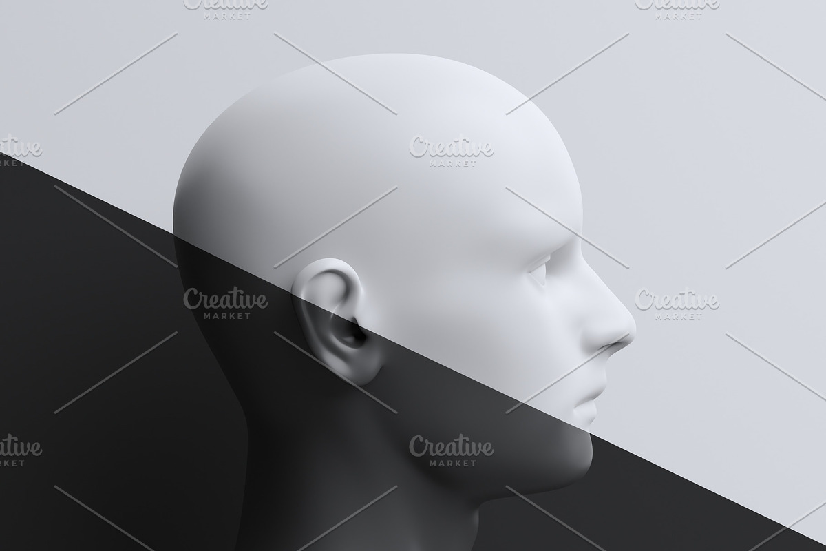 Abstract 3D Render of Human Head in Illustrations - product preview 8