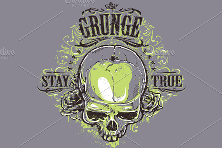 Grunge Skull Print #2 in Illustrations - product preview 8