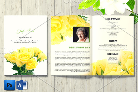 Floral Funeral Program - V1012 in Brochure Templates - product preview 1