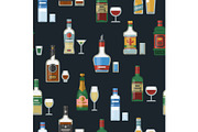 Alcohol bottles and glasses seamless