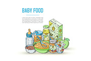 Doodle baby food vector illustration