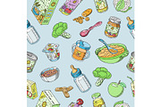 Doodle baby food vector seamless