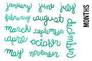 Watercolor Month Calligraphy Clipart