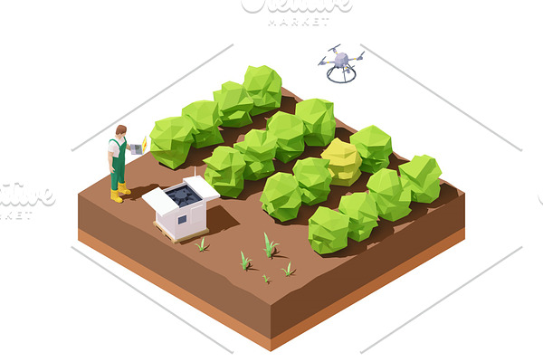 Vector isometric agricultural drone
