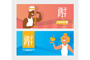 Fitness web banner design vector