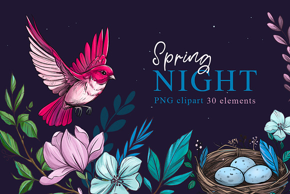 Spring night clipart in Illustrations - product preview 4