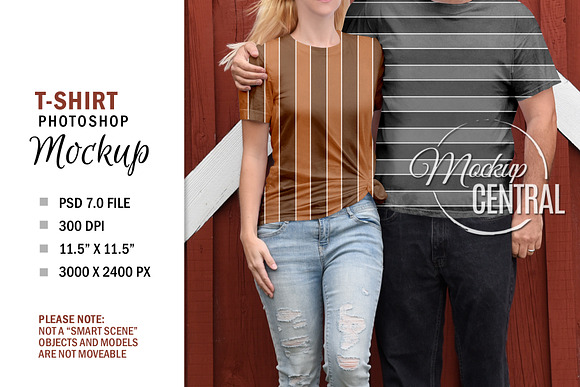 Couple T-Shirt Smart Object Mockup in Mockup Templates - product preview 2