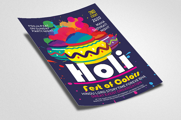 Holi Festival Flyer Template in Flyer Templates - product preview 1