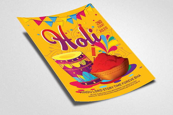 Holi Indian Festival Flyer Template in Flyer Templates - product preview 1
