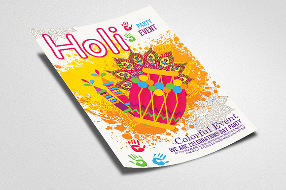 Holi Festival of Colors Flyer in Flyer Templates - product preview 1