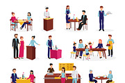 People in restaurant icons set