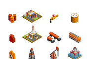 Oil gas industry isometric icons set