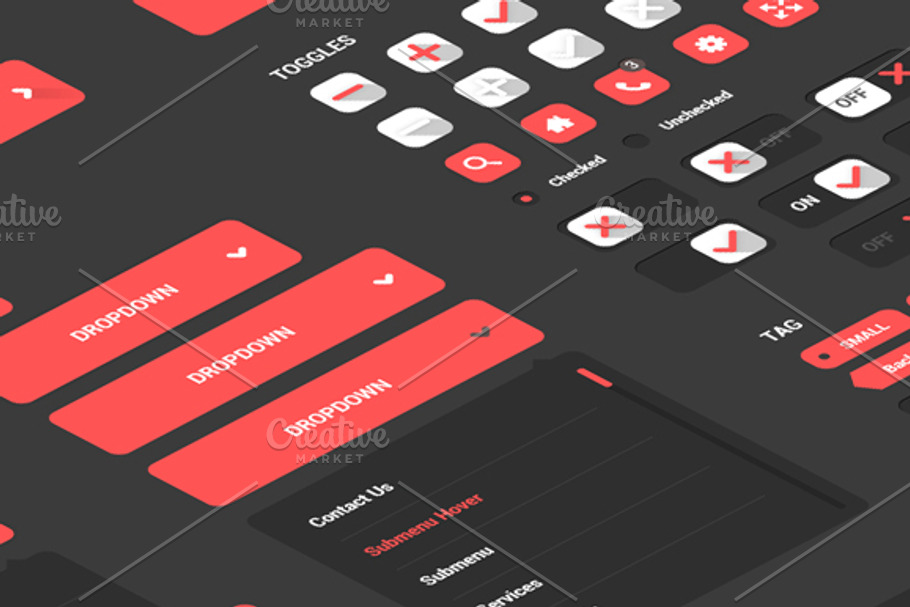 Awesome Flat Ui Kit - PSD in UI Kits and Libraries - product preview 8