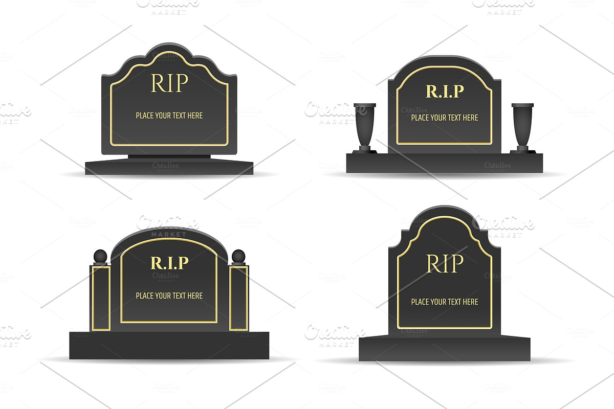 Grave headstones set in Illustrations - product preview 8