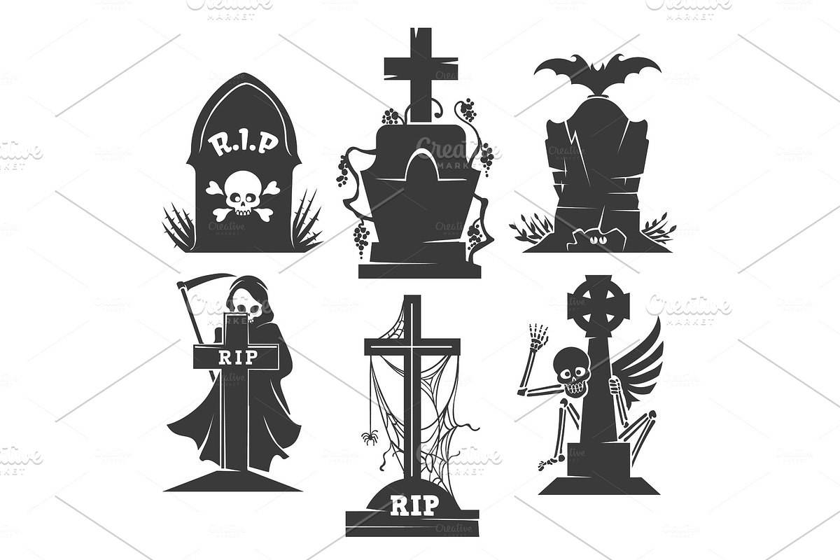 Headstones death symbols in Illustrations - product preview 8