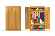 Open closets cupboard wardrobe