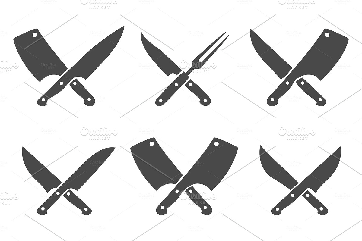 Butcher crossed knives in Illustrations - product preview 8