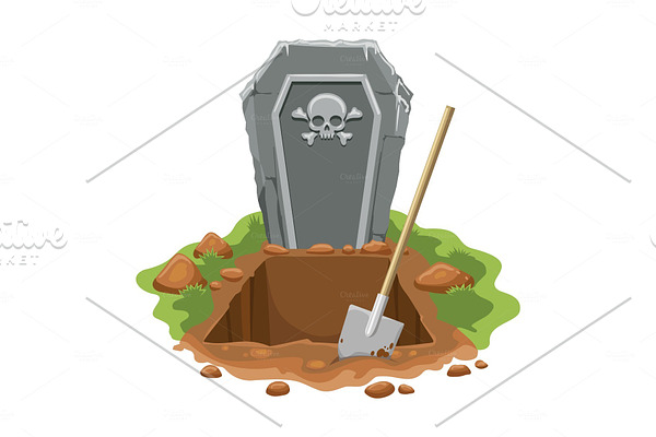 Cemetery digged grave hole