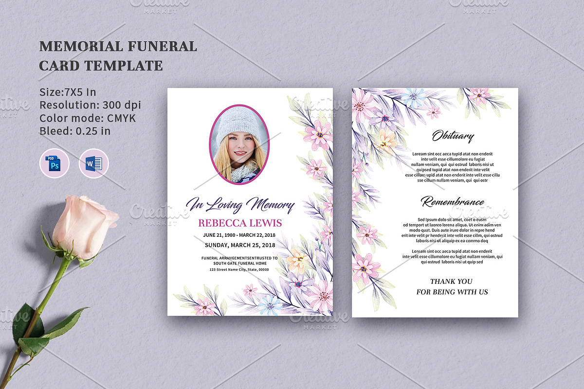 Funeral Program Card  - v1014 in Card Templates - product preview 8