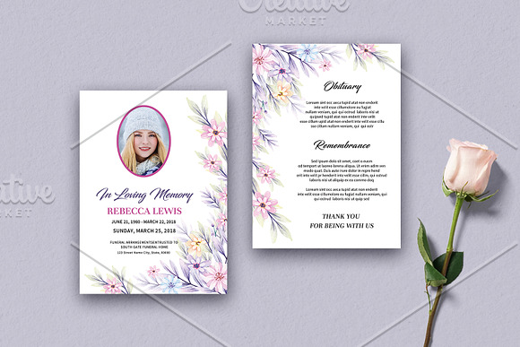 Funeral Program Card  - v1014 in Card Templates - product preview 3