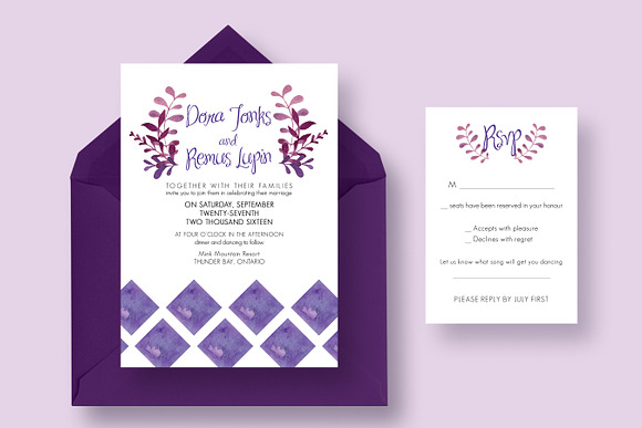 The Purple Wedding Invitation Suite in Wedding Templates - product preview 1