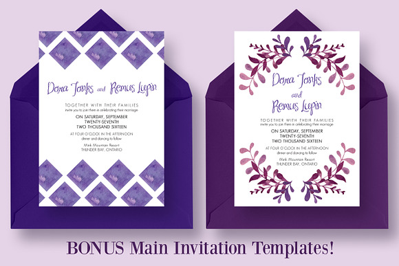 The Purple Wedding Invitation Suite in Wedding Templates - product preview 2