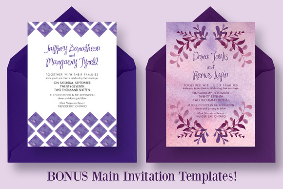 The Purple Wedding Invitation Suite in Wedding Templates - product preview 3