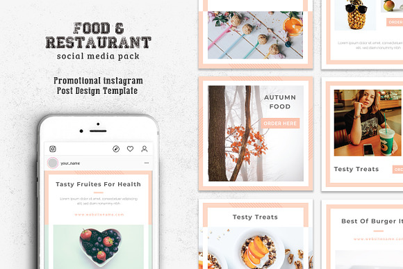 Food Social Media Pack in Instagram Templates - product preview 4