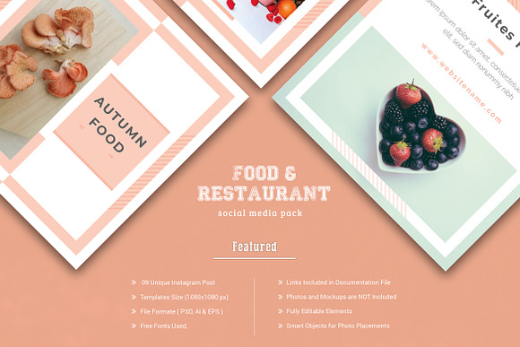 Food Social Media Pack in Instagram Templates - product preview 5