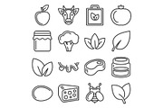 Farm and Organic Food Icons Set