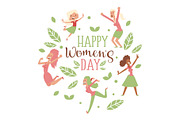 Happy womens day typography card